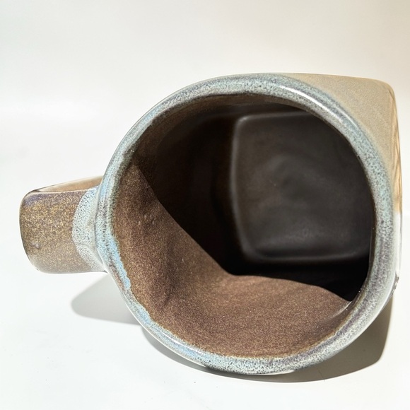 Mara Mexico Kokopelli Blue Heavy Pottery Square Mug Cup Hand Crafted Signed - Picture 6 of 6